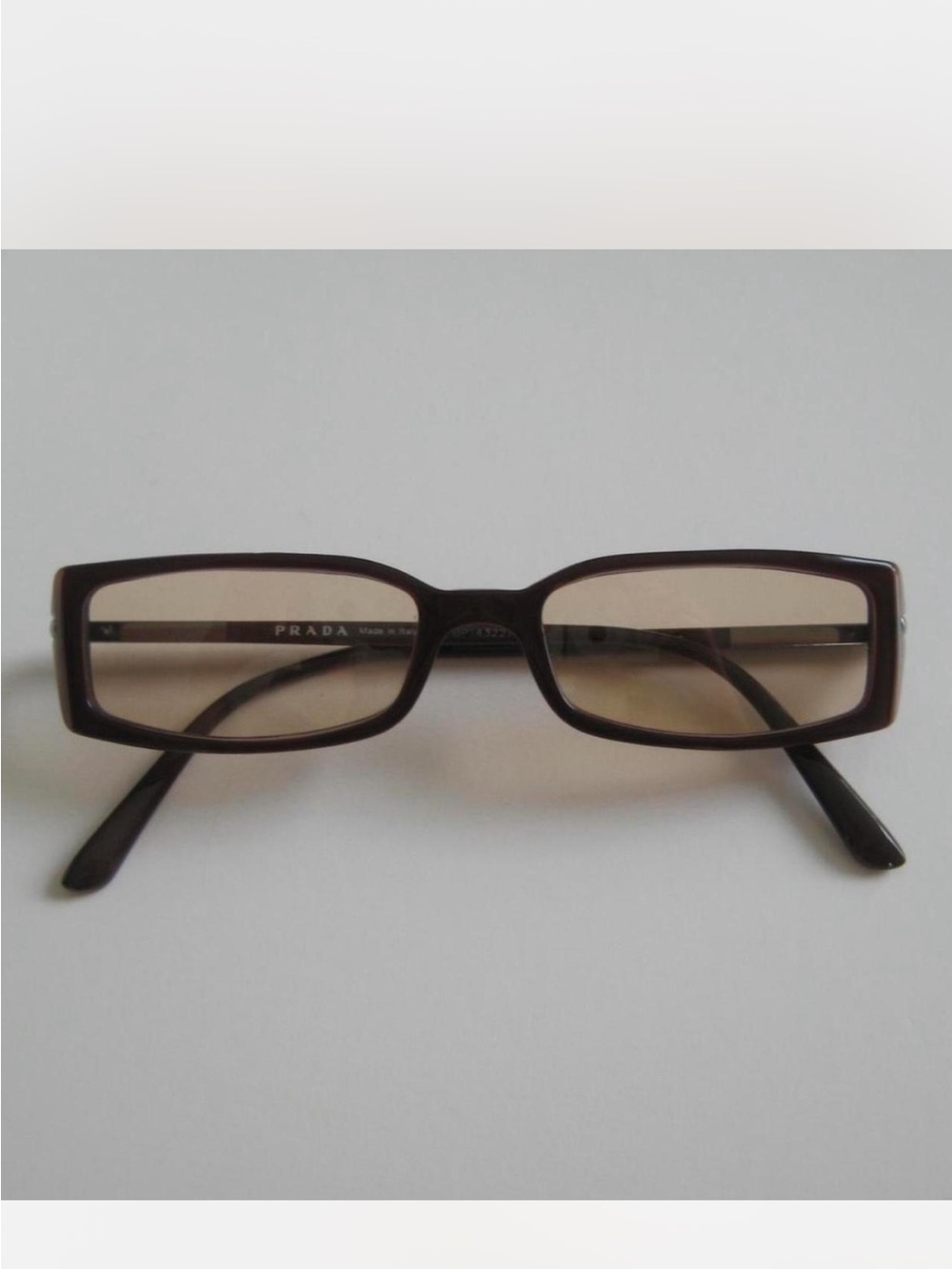 Authentic Prada Rectangular Sunglasses in Dark Brown
